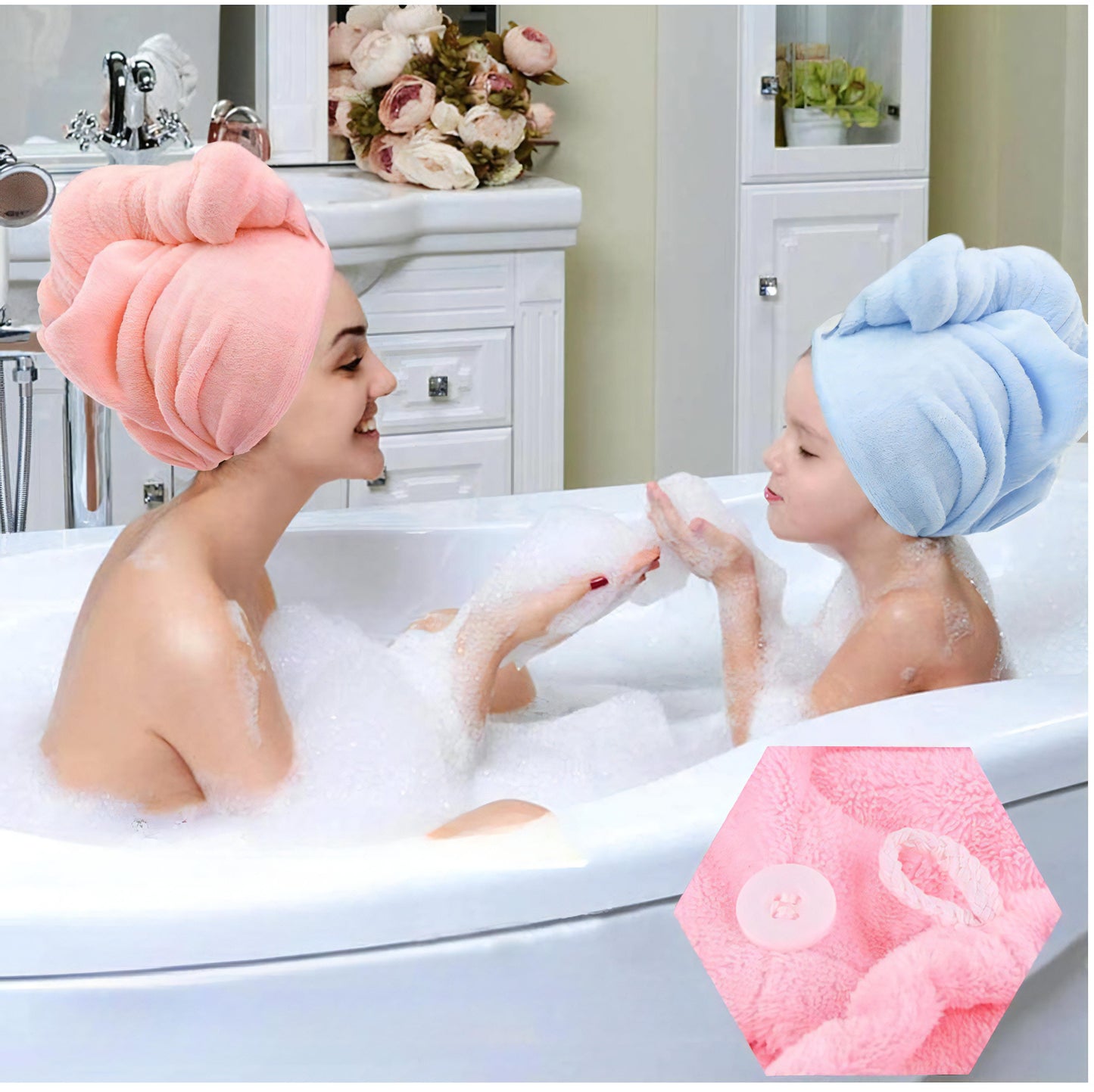 Hair Towel, 3 Pcs Microfiber Hair Towel Wrap Super Absorbent Turban for Quick Dry Hair