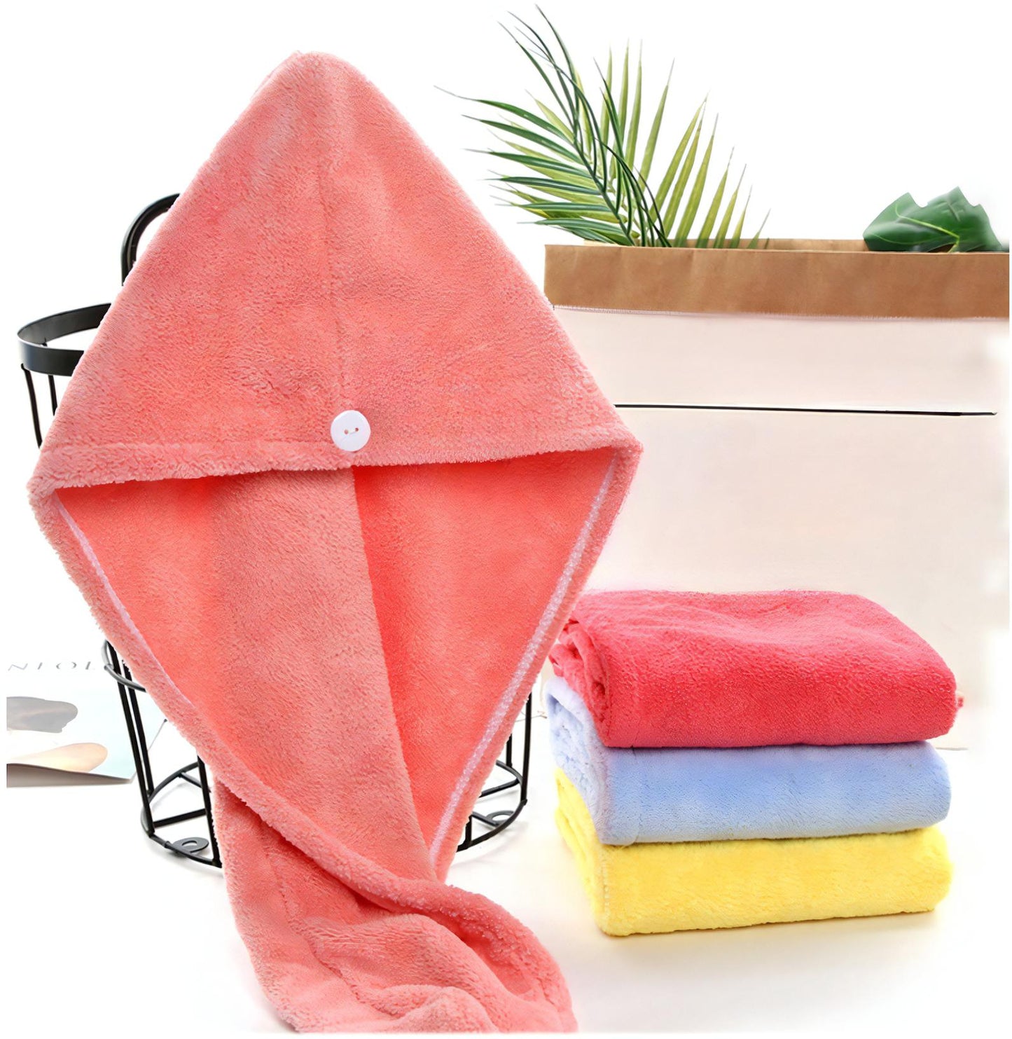 Hair Towel, 3 Pcs Microfiber Hair Towel Wrap Super Absorbent Turban for Quick Dry Hair