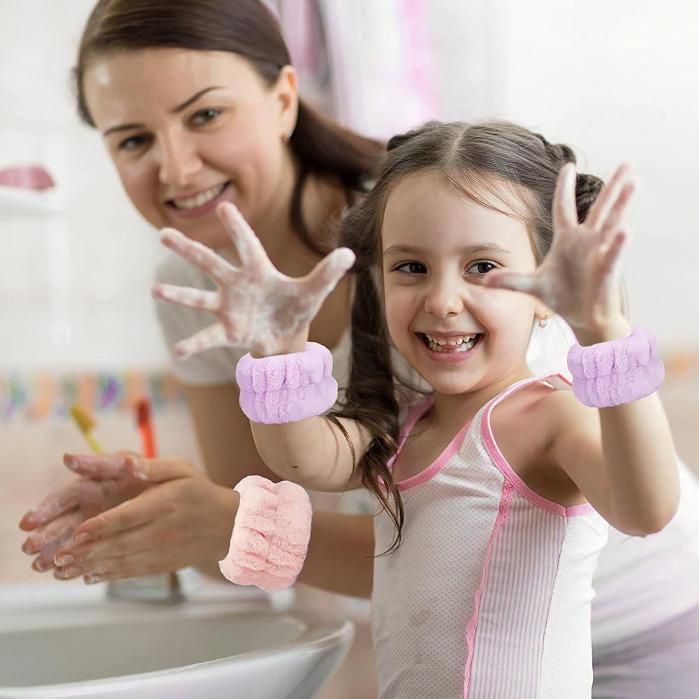 4 Paires de Bracelets absorbants en microfibre pour le lavage du visage
