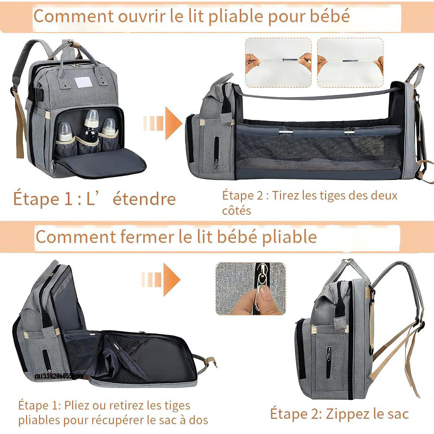 Le Sac à Dos à Langer avec lit pliable pour Bébé est la solution dont vous avez besoin !