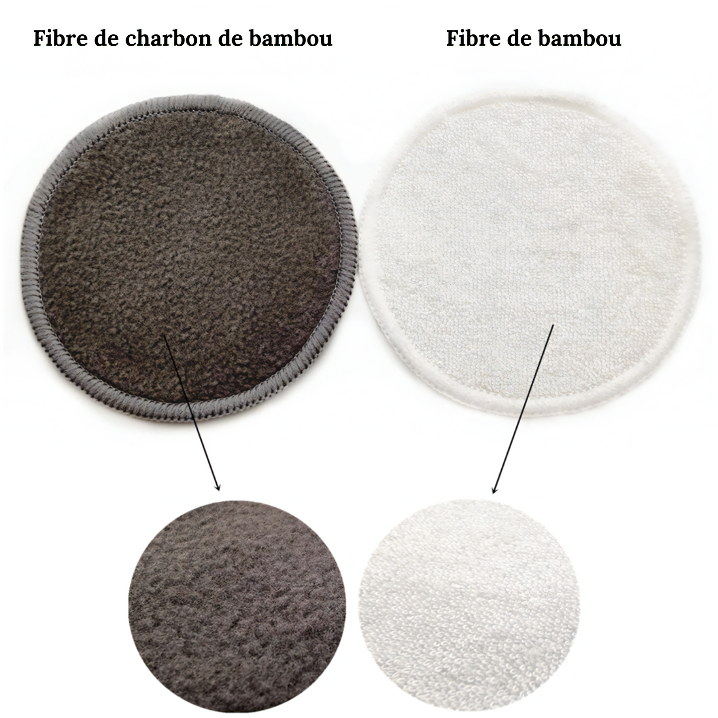 Notre set de tampons démaquillants réutilisables en bambou et coton