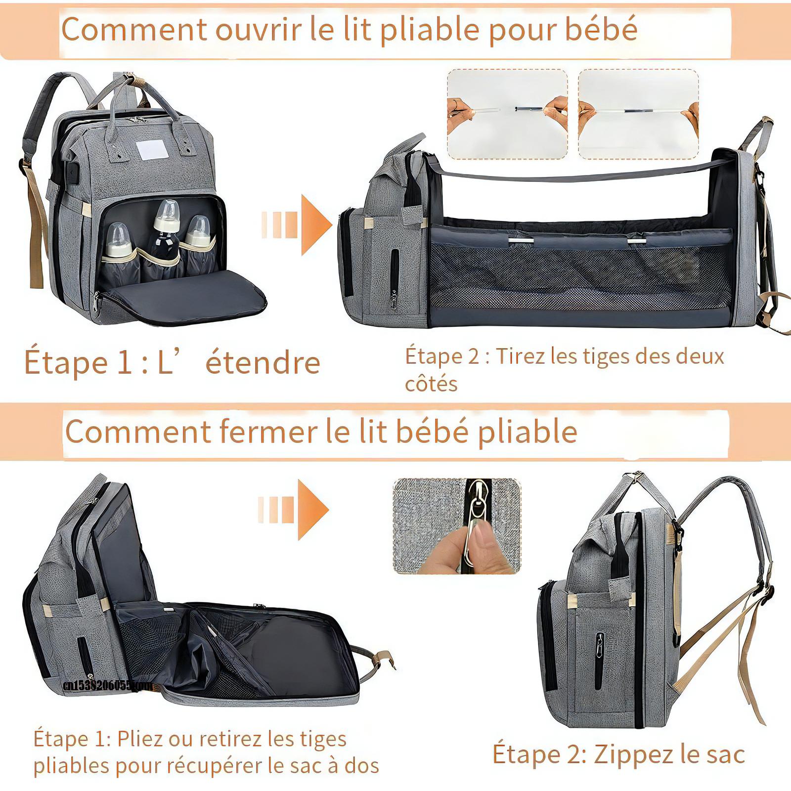 Langer Bébé Sac à Dos à Langer Avec Lit LE Sac à Langer Avec Lit