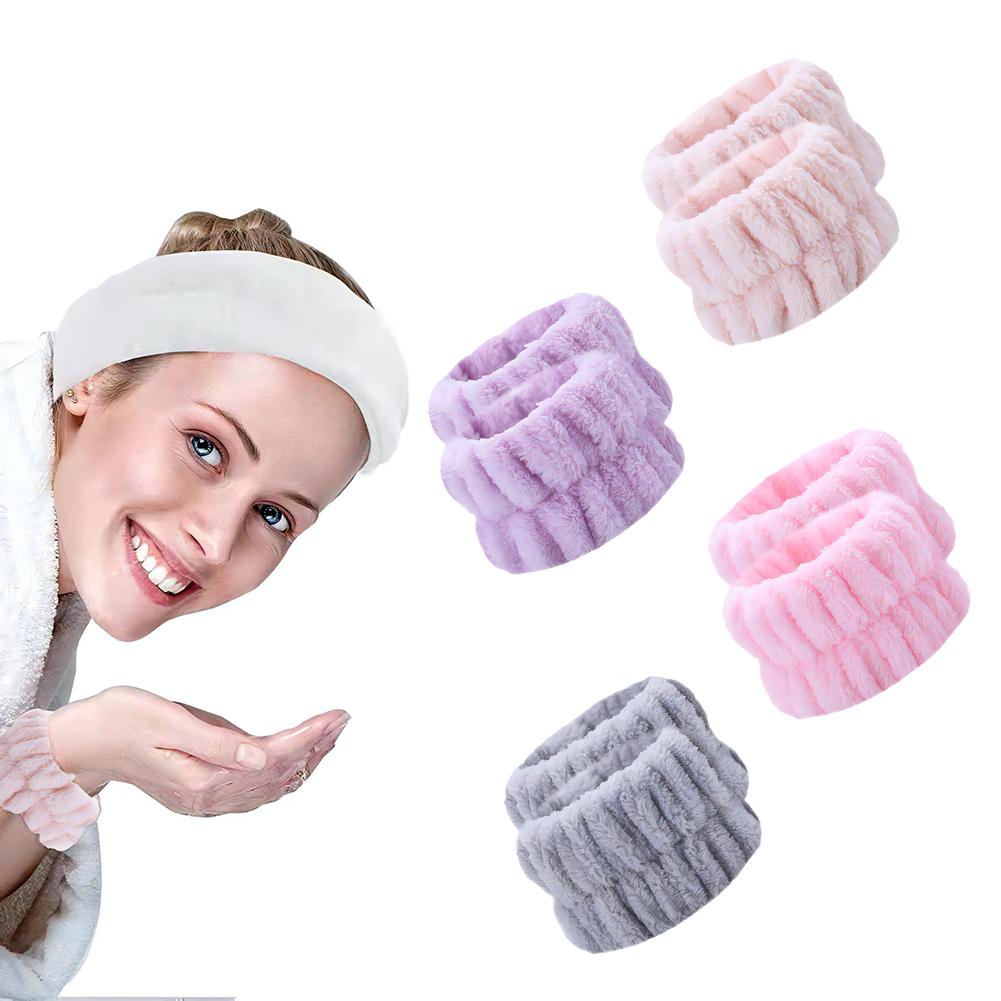 4 Paires de Bracelets absorbants en microfibre pour le lavage du visage